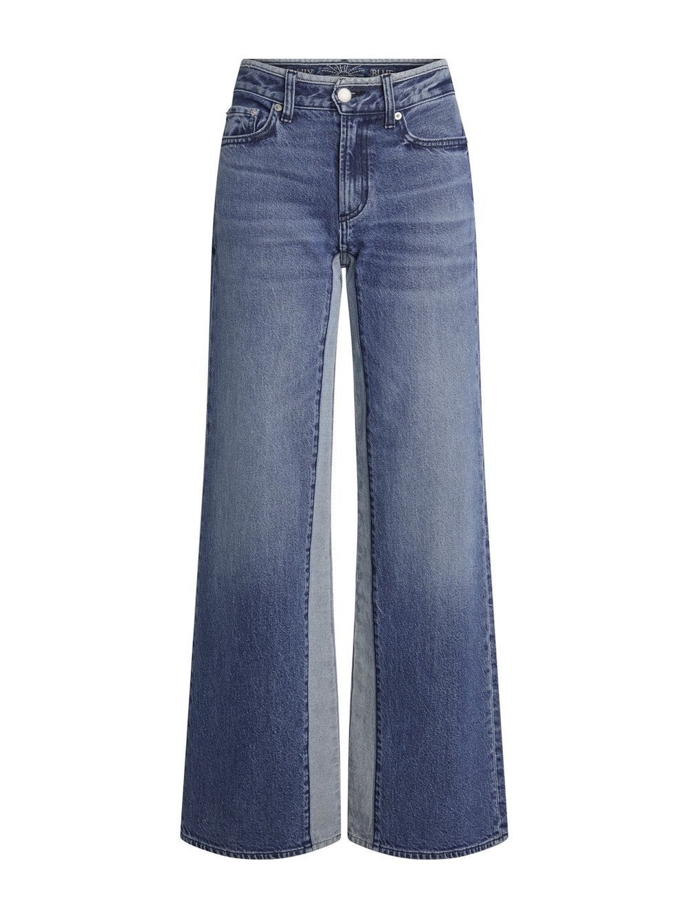 Daily Blue Virgo Mid-Rise Wide Leg Jean Comfort Stretch Denim Two-Tone Blue